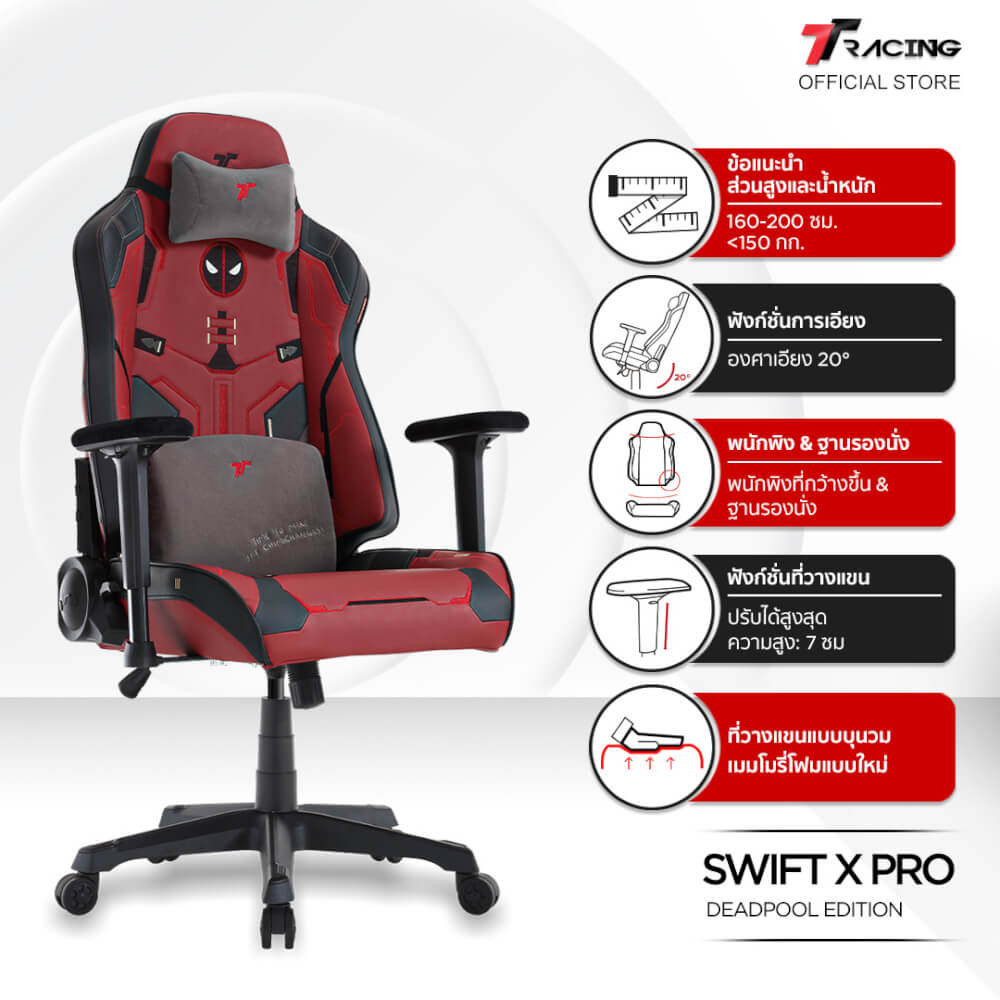 เก้าอี้เกมมิ่ง TTRacing Swift X Pro หนัง PU Deadpool Edition
